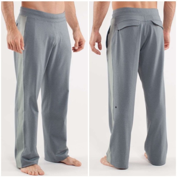 Lululemon Men's Kung Fu Pant Heathered Deep Shore Heathered Earl Grey Small Tall - Picture 1 of 13